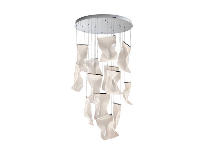 Grosse LED Design Hängelampe „Velos XL“ mit Fernbedienung Silber Schuller