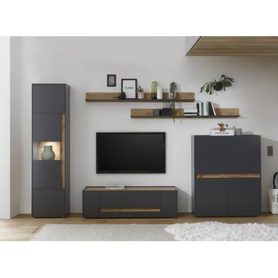 Wohnwand HOME AFFAIRE "City/Giron", grau (anthrazit), B:350cm H:197cm T:45cm, Kastenmöbel-Sets, Wohnwand