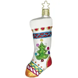 INGE-Glas Manufaktur Christbaumschmuck Weihnachtsstrumpf 11cm Glas Figur Mundgeblasen & Handbemalt Weihnachtsbaum Anhänger Weihnachten Christbaumanhänger Bunt