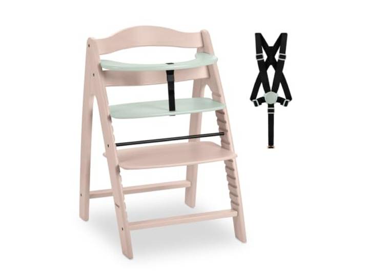 hauck Arketa Holz Hochstuhl Baby mitwachsend bis 130 kg, Whitewashed Mint