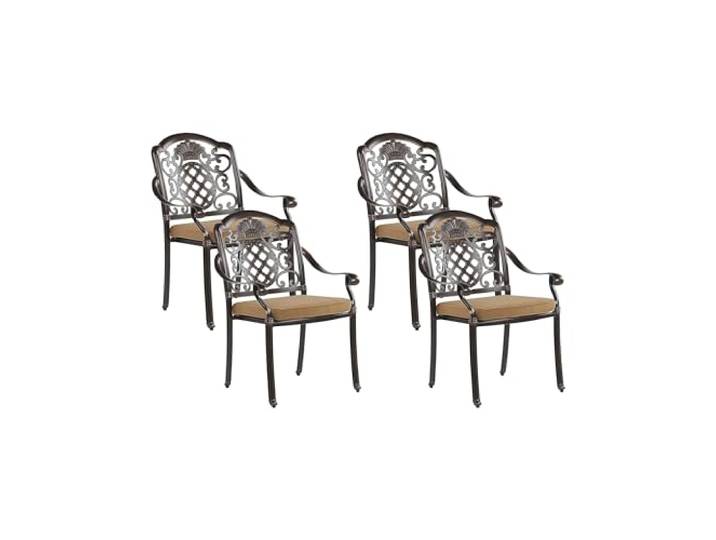 Beliani Elegantes Set bestehend aus 4 Gartenstühlen in Dunkelbraun Aluminium Salento