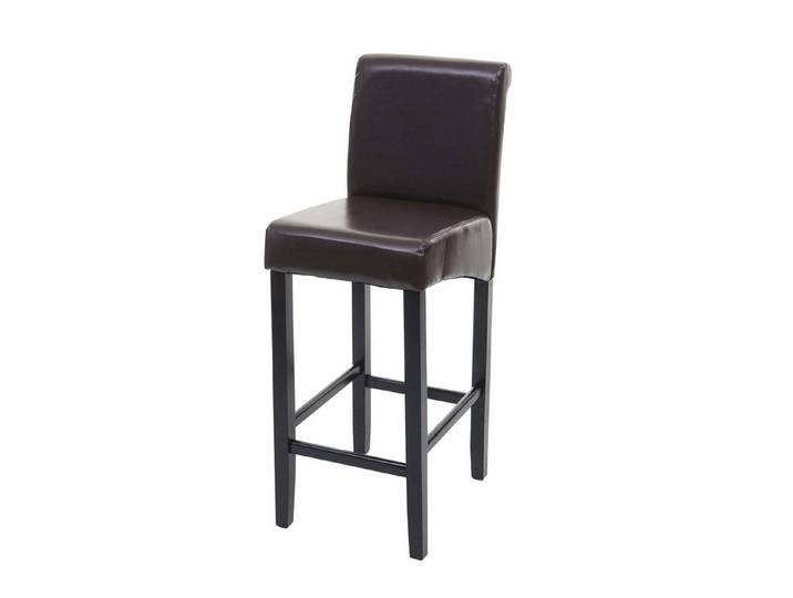 PROREGAL® Barhocker Barhocker mit Lehne Sitzhöhe 75cm Holz Braun Leder Barstuhl (1 St), Stabil, bequem und hochwertig, ein echter Hingucker