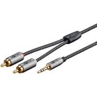 Plus Audio Adapterkabel AUX 3,5mm Klinke > Stereo-Cinch Stecker schwarz/silber, 0,5 Meter