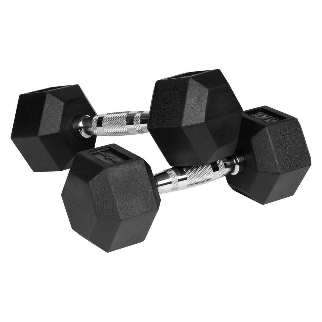 Rebel Rubberized cast iron dumbbells HEX 2x5 kg ACTIVE (RBA-2325-05)