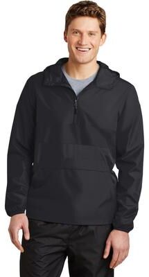 Sport-Tek JST65 Zipped Pocket Anorak Jacket in Black size Large   Polyester
