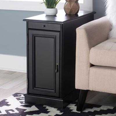 Linon Home Decor Products Shiloh Chairside Storage Table Black , Black
