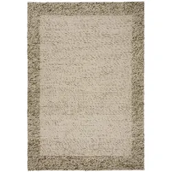 KADIMA DESIGN Teppich Flachgewebe mit strukturierter Bordüre – Robuster Woll-Mix für Fußbodenheizung | 80x150cm