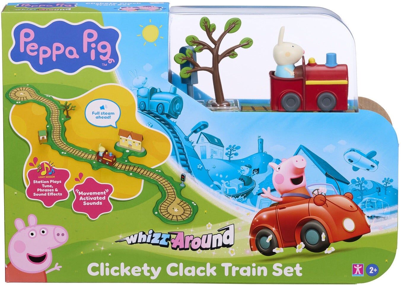 Character Options Peppa Pig Whizz Around Clickety Clack Train Set - 6 Track Pieces - Motorised Train - Ages 3 and Up