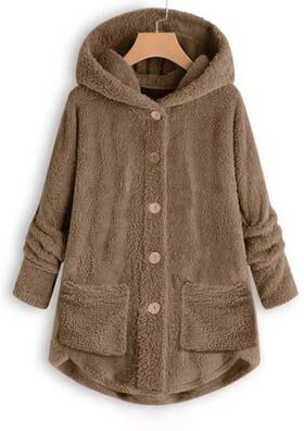 Combo Retail Shop Women Coat, Fashion Plush Pocket, Winter Coat, Irregular Long Sleeve, Keep Warm Cat Ears Coat khaki xl