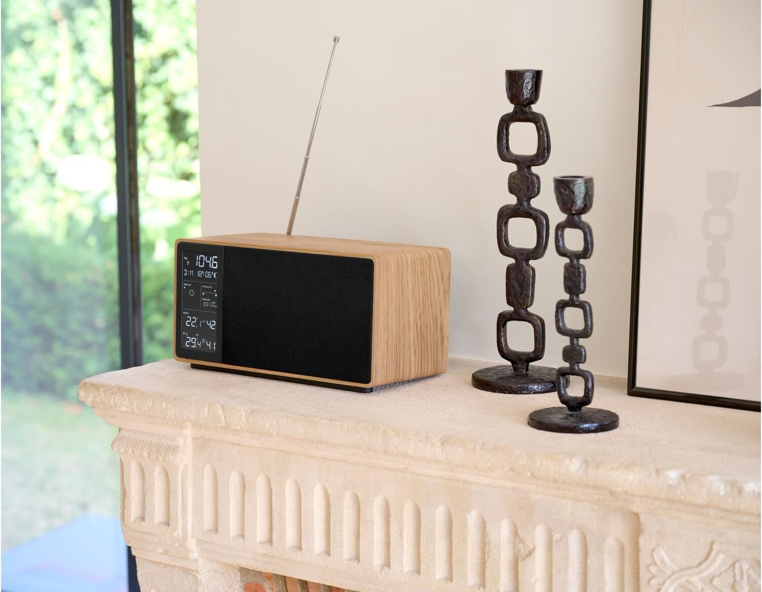 Wetterstation THOMSON "WS202 Bluetooth-Lautsprecher, FM-Radio", braun (beige), Wetterstationen, Wetterstation beige Einheitsgröße