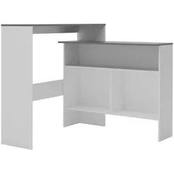 vidaXL Bartisch mit 2 Tischplatten Weiß und Grau 130x40x120 cm Orion Compact-Modell