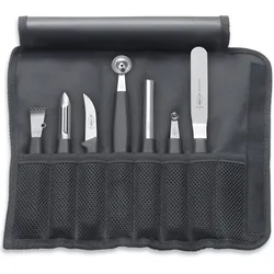 F. Dick Garnierset in Rolltasche, Küchenmesser, Silber