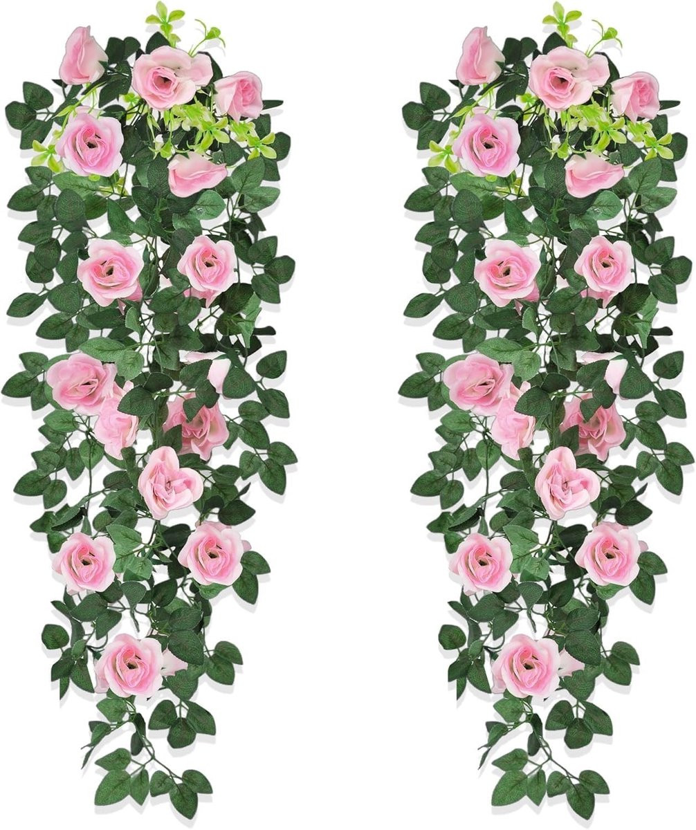 Dailygoods Kunstrozen Slinger 90 cm - Hangende Kunstbloemen Decoratie voor Bruiloft en Feest