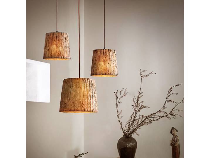 Lustre japonais en imitation bois Wabi-sabi, Style industriel rétro, comptoir de Bar, Restaurant, hôtel, étude, salon de thé, lampe suspendue Zen