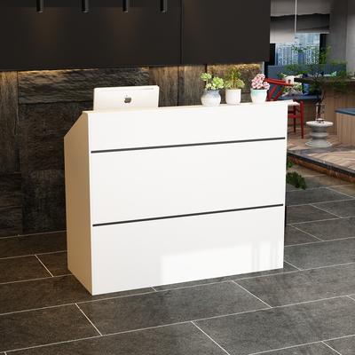 Timechee "47.2"" Minimalist White Reception Desk - Professional Front Office Counter"