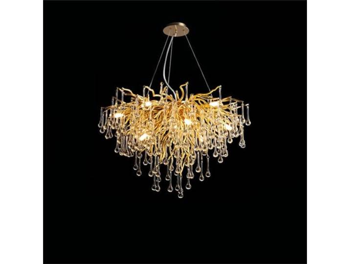Leomix Moderner Goldener Kristall-Zweig-Kronleuchter, große lineare Regentropfen-Hängeleuchte für Esszimmer, Kücheninsel, Wohnzimmer & Schlafzimmer,Round D31.5