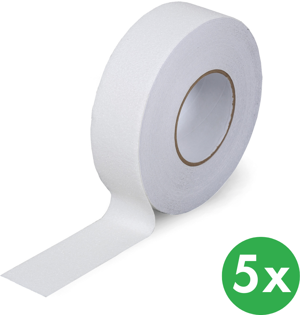 B2B Partner Antirutschband, Grobkorn, 50 mm x 18,3 m, 5 Stk, weiß