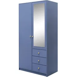 DREHTÜRENSCHRANK Solea Lux mit 2 Türen und 3 Schubladen, Blau