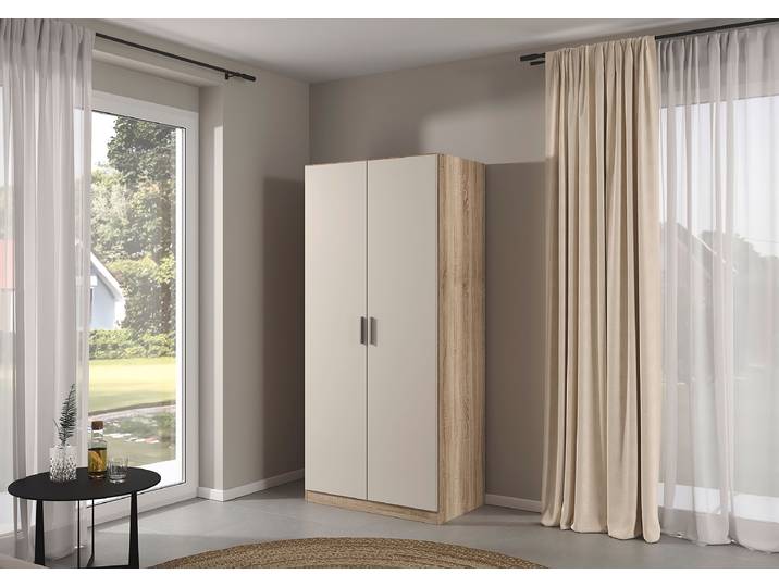 Drehtürenschrank Palermo 91cm Holz/Beige/Kaschmir/Eiche Dekor