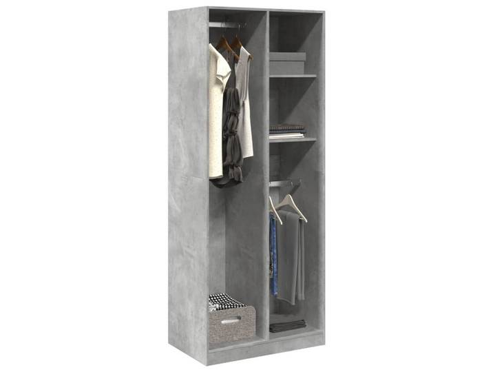 vidaXL Schrankmodule Kleiderschrank Betongrau 80x50x200 cm Holzwerkstoff