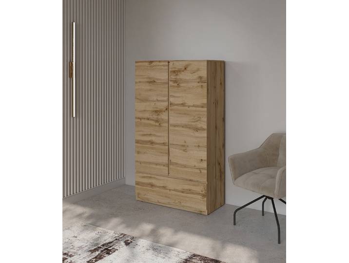 Armoire à linge 89 x 154 x 40cm Marron/Imitation chêne Wotan
