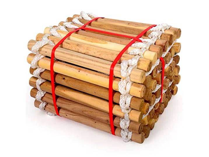 Feuerfeste Rettungsleiter Rettungsleiter 2 Stockwerke Brandschutz-Strickleiter Für Balkon, rutschfeste Notleiter Aus Holz, Evakuierungsleiter Mit Haken, Traglast 450kg (Color : A, S : 15M/49.2FT)
