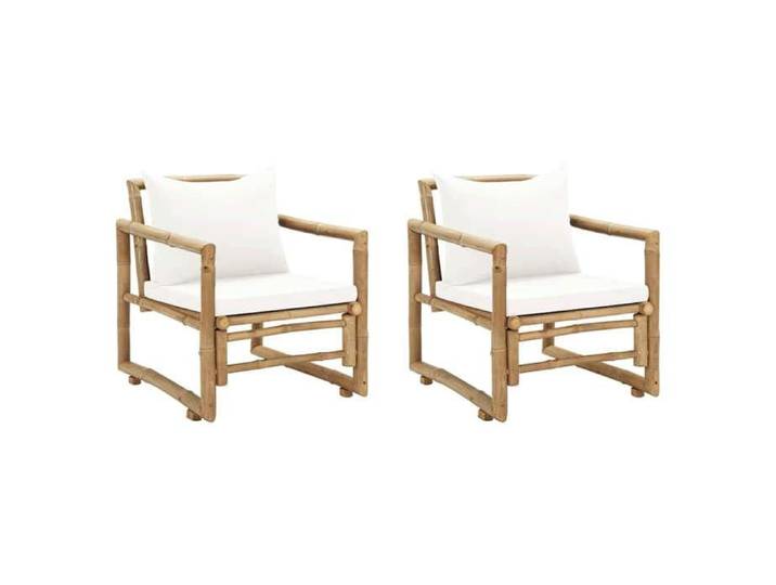 CHIC Chaises de Jardin Lot de 2 avec Coussins et Oreillers Bambou 60x65x72 cm pour Jardin et Terrasse 536907