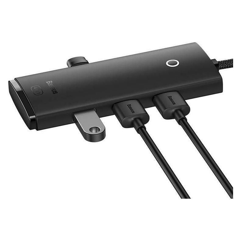 Baseus Lite Series 4-Port USB-A HUB Adapter (USB-A to USB 3.0*4 ) 1m Black (USB-A, 4 Ports) (WKQX030101)