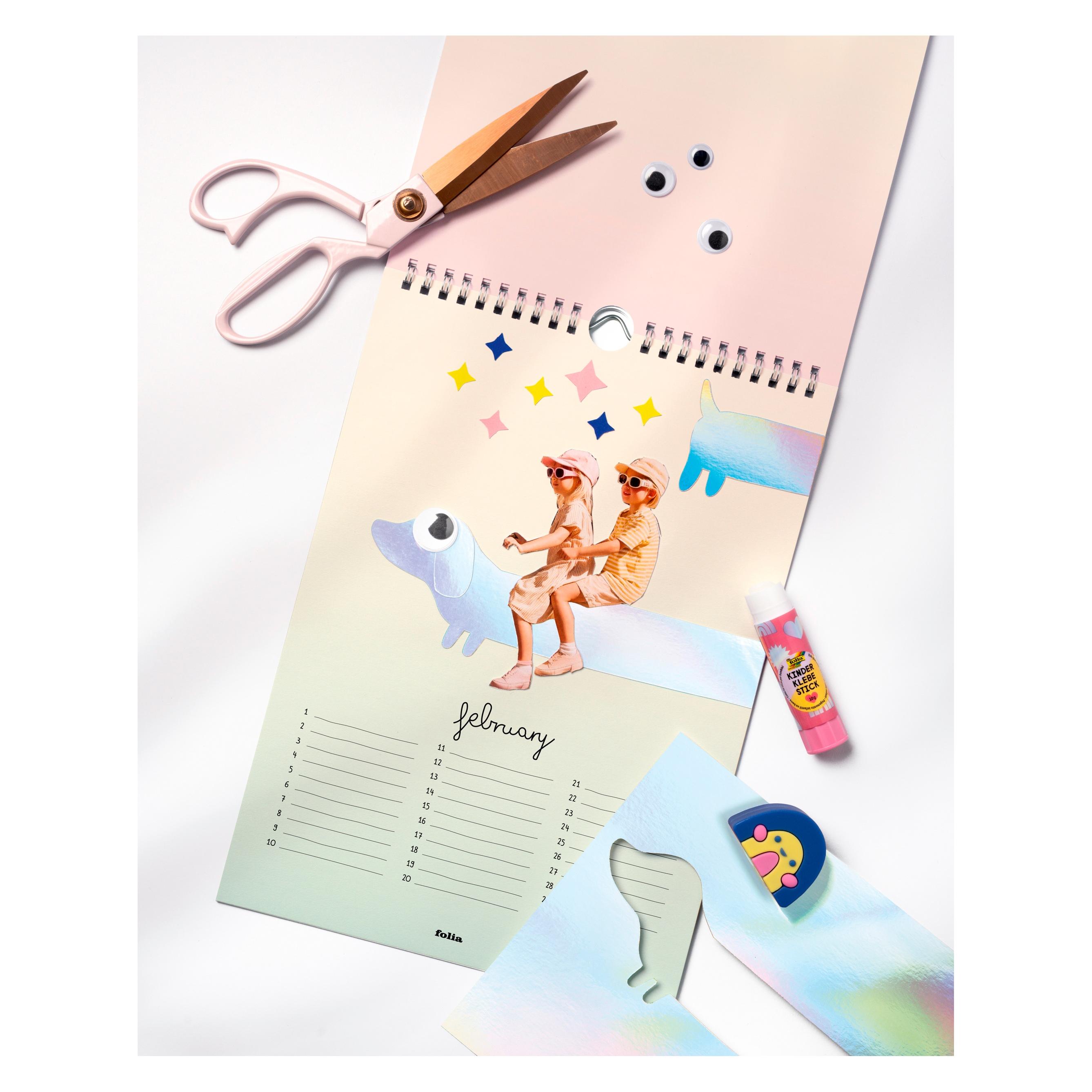 Folia DIY Fotokalender, shades of rainbow, DIN A4, 190g/m², 13 Seiten mit Spiralbindung (A4) (23187)