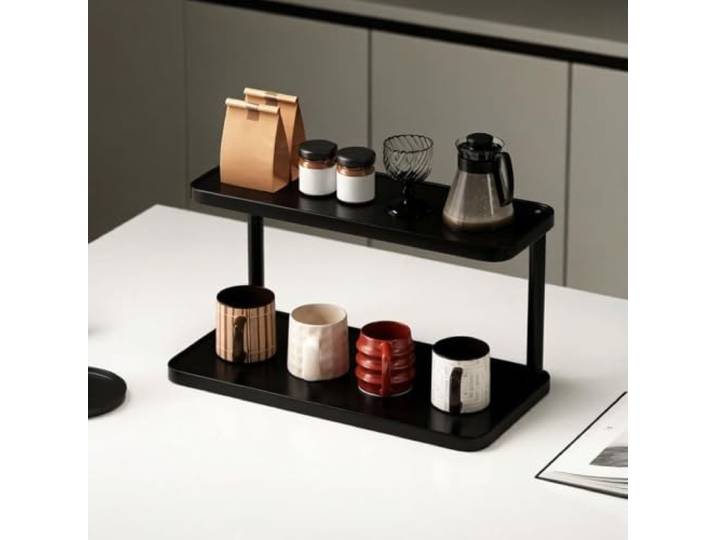 Tassenständer Massivholz 3 Ebenen, Kaffee-Organizer Für Arbeitsplatte Stabile Holzplattform, flexible Regalnutzung, elegante Farbgebung, rutschfeste Standfüße(30*14*14.5cm/11.8*5.5*5.7in)