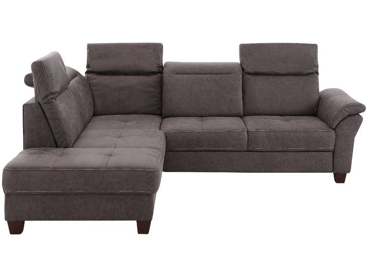 Ecksofa, Luxus-Microfaser Lederoptik, Anthrazit 260×235 cm, Mit Bettfunktion & Kopfteilverstellung, Modern, Home-affaire