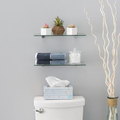 Danya B Glass Floating Shelves with Chrome Brackets (Set of 2)