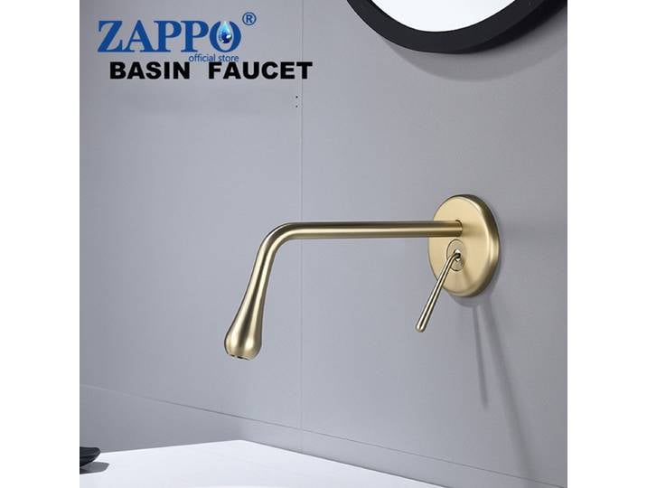 ZAPPO robinet de salle de bains en or brossé, robinets d'évier de Style gouttelettes d'eau pour salle de bains, robinets de lavabo muraux mélangeur à poignée unique