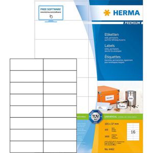 Herma Premium 4462 1600 Etiketten weiß 105 x 37, 1600 Stück