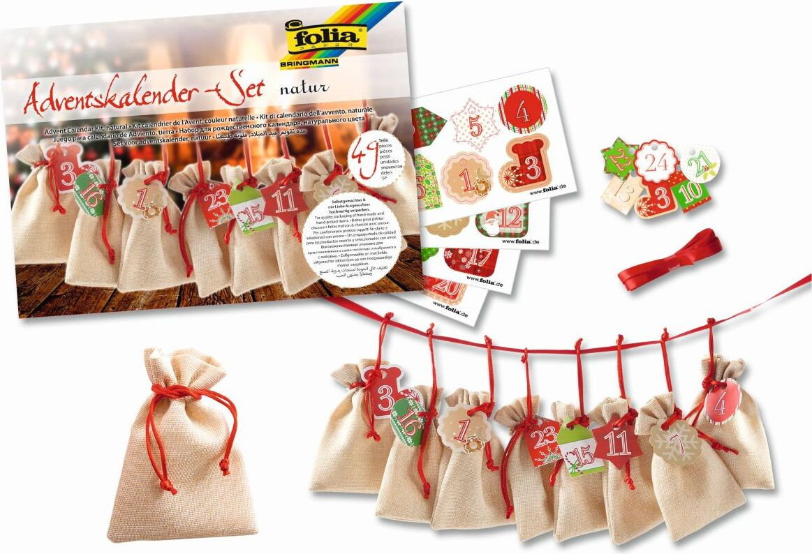 Folia 63121 Adventskalender knutselset, naturel