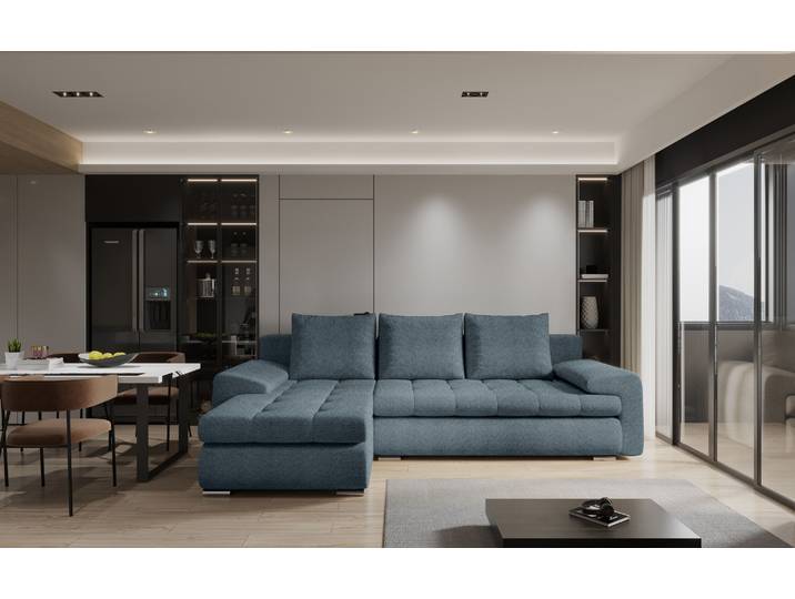 Kaiser Möbel Elegantes und modernes Ecksofa TOMI Abriamo Marineblau Links