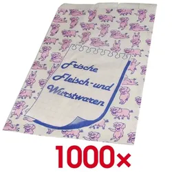 Papstar 1000 Fleischerbeutel "Wurstwaren" gefädelt weiß - 32x20x7 cm weiß