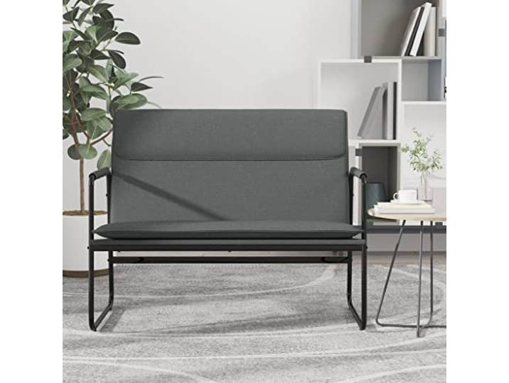 TEKGHUT Sitzbank Dunkelgrau Stoff 100x64x80 cm mit Metallgestell Stoffbezug, Metallgestell, rutschfeste O-Beine, Montageanleitung inklusive
