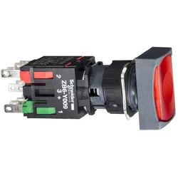 Schneider Electric XB6DW4B5B Leuchtdrucktaster, rot Ø 16, flach, o. Rastung, 24 V, 1S+1Ö