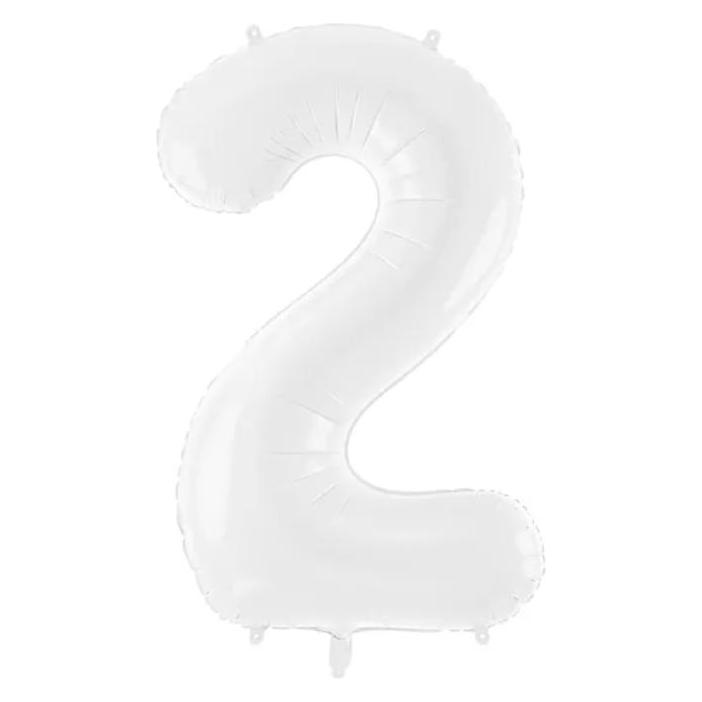 Partydeco Ballon alu Chiffre "2" Blanc (1x) (FB130-2-008)