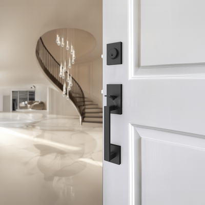 Modern Front Door Lock Set   Matte Black   MOD LIGHTING