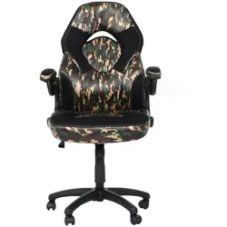 Proregal Bürostuhl | HxBxT 116x62x57 cm | Sitzhöhe 46cm | ergonomisch | verstellbare Armlehne | Kunstleder | Camouflage-Schwarz | Drehstuhl Gamingstuhl