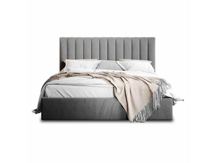 Lit coffre 140x200 sommier inclus gris