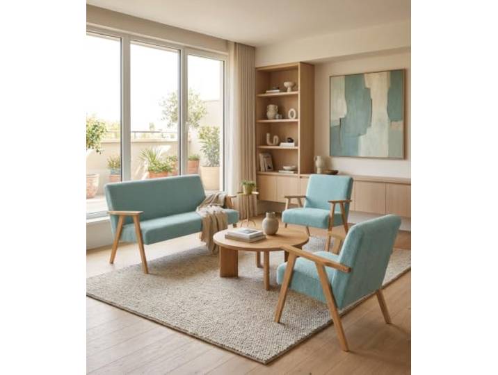 Family Meble Sitzgruppe Soler Hunter – Zweisitzer-Sofa und 2 Sessel im Retro-Stil – Variante Hunter 54