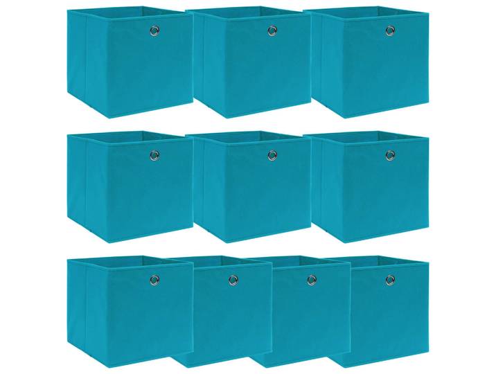 Boîtes De Rangement 10 Pcs Bleu Azuré 32x32x32 Cm Tissu Vidaxl