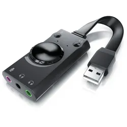 CSL USB-Soundkarte Surround Sound, mini externe USB Soundkarte mit Lautstärkenregelung