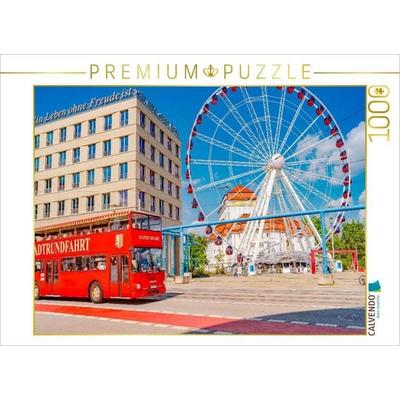 CALVENDO Puzzle Dresden, Stadtrundfahrt Bus und Riesenrad in der Innenstadt | 1000 Teile Lege-Größe 64x48cm Foto-Puzzle für glückliche Stunden