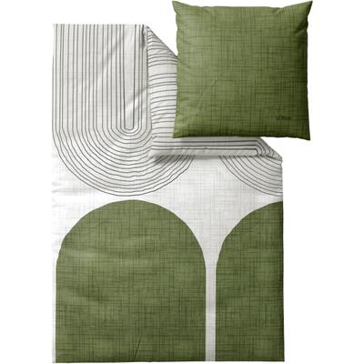 Bettwäsche S.OLIVER "Satinbettwäsche s.Oliver", grün, B/L: 155cm x 220cm, 1 Stk., 1 Stk., Mako-Satin, B/L: 80cm x 80cm, 2, Mako-Satin, Obermaterial: 100% Baumwolle, Bettwäsche, Bettwäsche, mit modernem Design-Statement