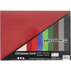 Colortime Tonpapier Weihnachts-Karton, A4, 10 Farben sortiert, 180g/m², 300 Blatt