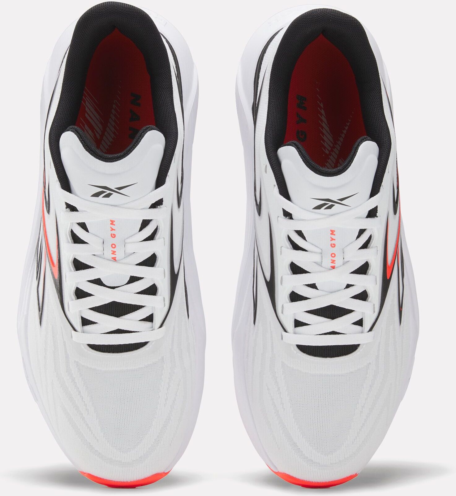 Trainingsschuh REEBOK "NANO GYM 2.0", Herren, Gr. 42,5, weiss (ftwr weiß, neon cherry), Synthetik, Textil, Schuhe Trainingsschuh, speziell für Gewichtheben oder für die Cardiofläche ftwr weiß, neon cherry 42,5